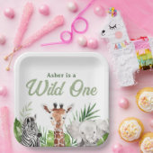 サファリアニマル誕生日紙プレート ペーパープレート (パーティー)