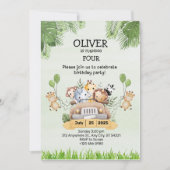サファリアニマル誕生日4th招待状フラットカード シーズンカード (正面)