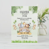 サファリアニマル誕生日4th招待状フラットカード シーズンカード (スタンド正面)