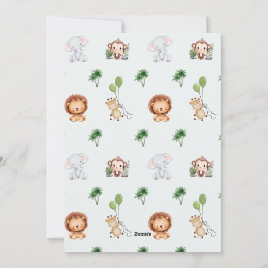 サファリアニマル誕生日4th招待状フラットカード シーズンカード (裏面)