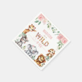 サファリアニマル赤面ピンクフローラワイルドワン誕生日 スタンダードカクテルナプキン (角)