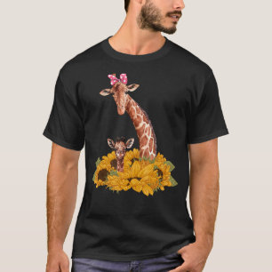 サファリアフリカアニマルキッズベビーキリン母サンフロー Tシャツ