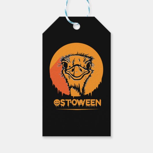 サファリアフリカセレンティ野生生物ハロウィンオストリッチ ギフトタグ (正面)