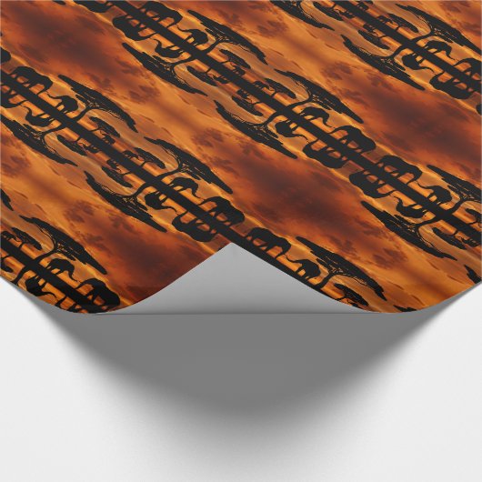 サファリアフリカンババブの木の象のシルエット ラッピングペーパー (角)