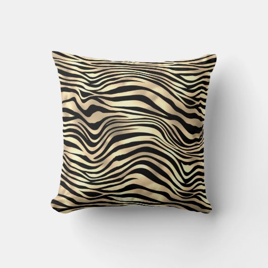サファリアフリカ金ゴールドグラムゼブラアニマルスキンセピア クッション (正面)