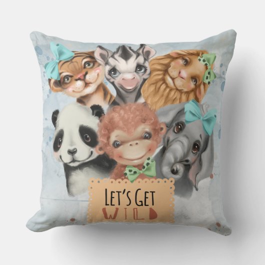 サファリウィルドンベビーブルー クッション (正面)