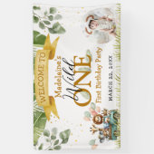 サファリウェルカムフォトワイルドワン誕生日 横断幕 (縦)