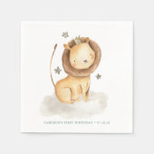 サファリウォーターカラーライオンプリンス子供の誕生日 スタンダードカクテルナプキン (正面)