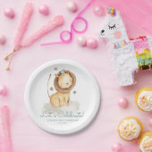 サファリウォーターカラーライオンプリンス子供の誕生日 ペーパープレート (パーティー)