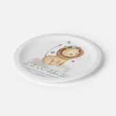 サファリウォーターカラーライオンプリンス子供の誕生日 ペーパープレート (アングル)