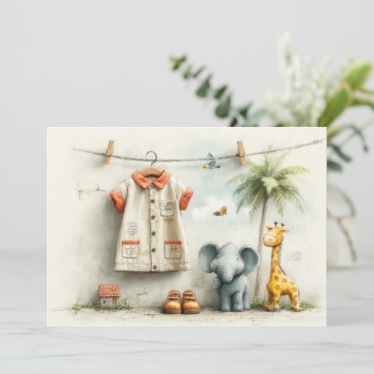 サファリエクスプローラーガール – 1st誕生日パーティー 招待状 (スタンド正面)