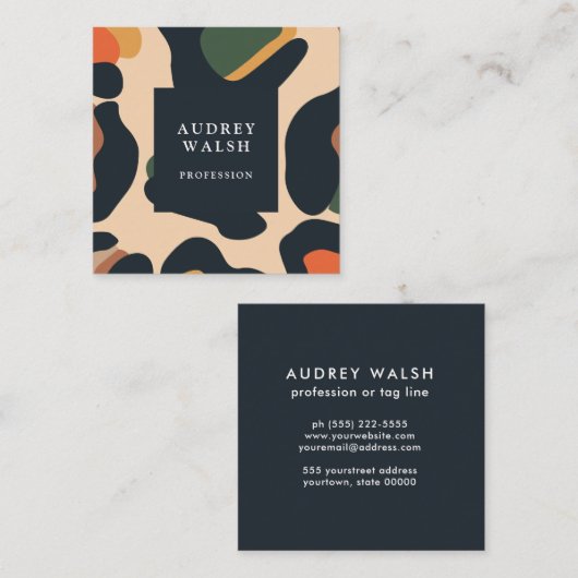 サファリエレガントアニマルスキンヒョウガーリー斑点 スクエア名刺 (正面/裏面)