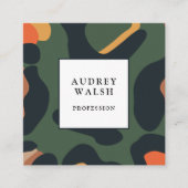 サファリエレガントアニマルスキンヒョウガーリー斑点 スクエア名刺 (正面)