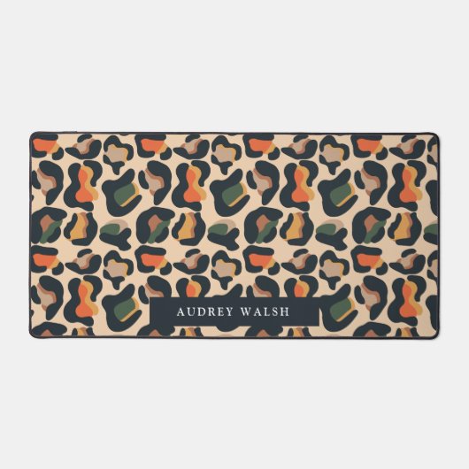 サファリエレガントアニマルスキンヒョウガーリー斑点 デスクマット (正面)