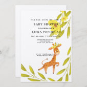 サファリエレガントキリンフローラ赤ちゃんシャワー 招待状 (正面/裏面)