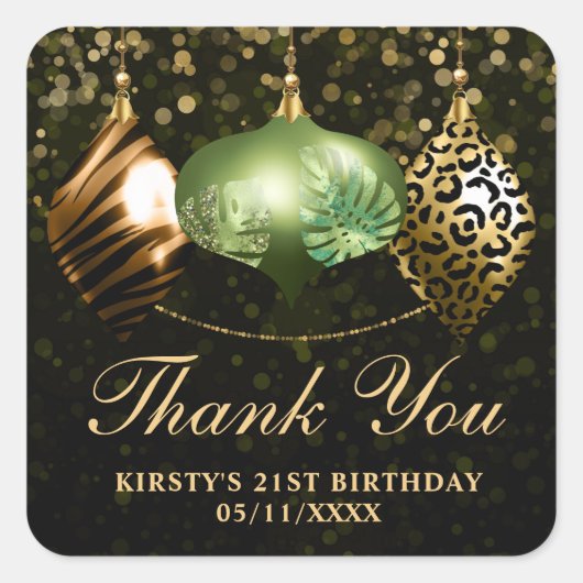 サファリエレガントジャングルクリスマスボーブル誕生日 スクエアシール (正面)