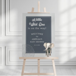 サファリエレガント象の赤ちゃんシャワー歓迎サイン