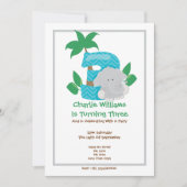 サファリエレファントサードバースデーパーティー 招待状 (正面)