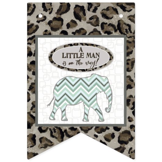 サファリエレファントゼブラボーイベビーシャワーパーティーデコール バンティングフラッグ (第1の旗)