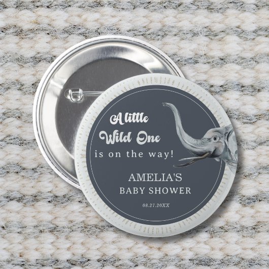 サファリエレファントベビージャーシャワーパーティーボタン 缶バッジ