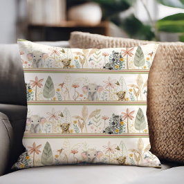 サファリエレファントライオンゼブラジャングルリーフ男の赤ちゃん クッション