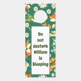 サファリカスタムージャングルパターンベビーアライグマ緑 ドアノブサイン