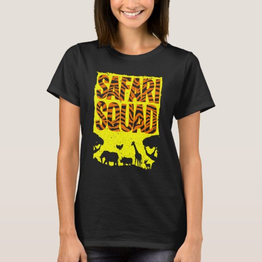 サファリカッコいいチーム女子男性へ野生動物Gr Tシャツ (正面)