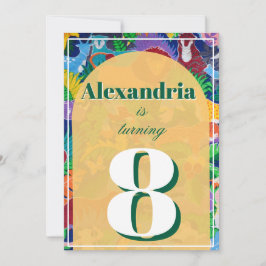 サファリカラフルテーマ誕生日忙し 招待状