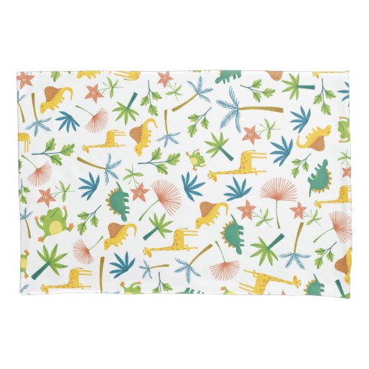 サファリカラフルーかわいいジャングル動物の動物園のベビー野生 枕カバー (正面左)