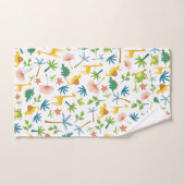 サファリカラフルーのキリン動物かわいいジャングルホワイト バスタオルセット (ハンドタオル)