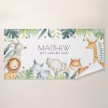 サファリカラフルーの動物カスタム用タオル子供へ