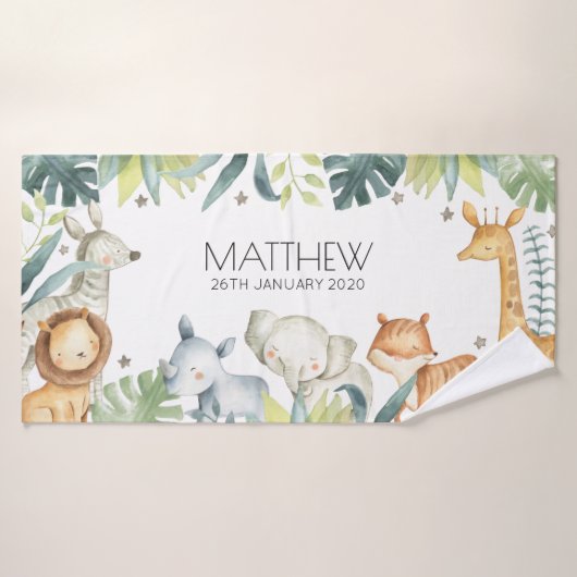 サファリカラフルーの動物カスタム用タオル子供へ バスタオル (バスタオル)