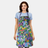 サファリカラフルー動物のアニメーション エプロン (着用した状態)