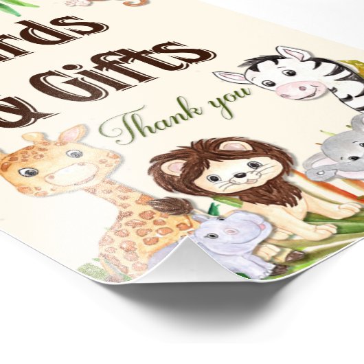 サファリカードとギフトサイン、赤ちゃんシャワーのサイン フォトプリント            (角)