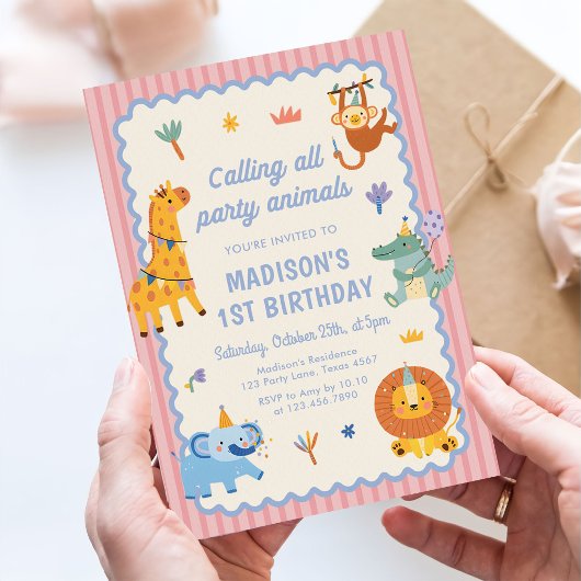 サファリガールの誕生日パーティーに集合! 招待状