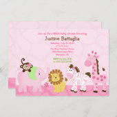 サファリガールカスタマイズベビーシャワー招待状 招待状 (正面/裏面)