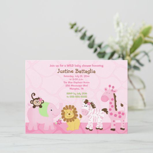 サファリガールカスタマイズベビーシャワー招待状 招待状 (スタンド正面)