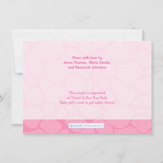 サファリガールカスタマイズベビーシャワー招待状 招待状 (裏面)