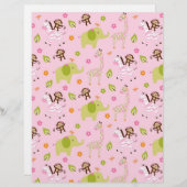 サファリガールジャングルアニマルスクラップブック紙 (正面/裏面)