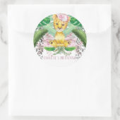 サファリガールパーティーライオンイラストレーション パーソナライズされた ラウンドシール (バッグ)