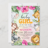 サファリガールベビーシャワーパーティー 招待状 (正面)