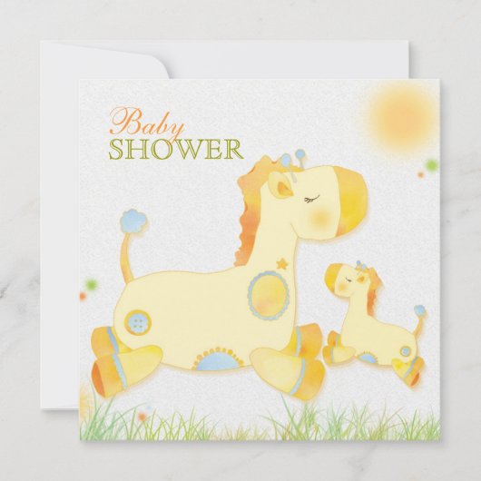 サファリキリンお洒落赤ちゃんシャワー 招待状 (正面)