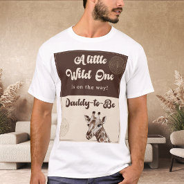 サファリキリンのパパになる人用ベビーシャワー Tシャツ
