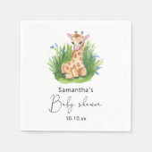 サファリキリンの赤ちゃんシャワー スタンダードカクテルナプキン (正面)