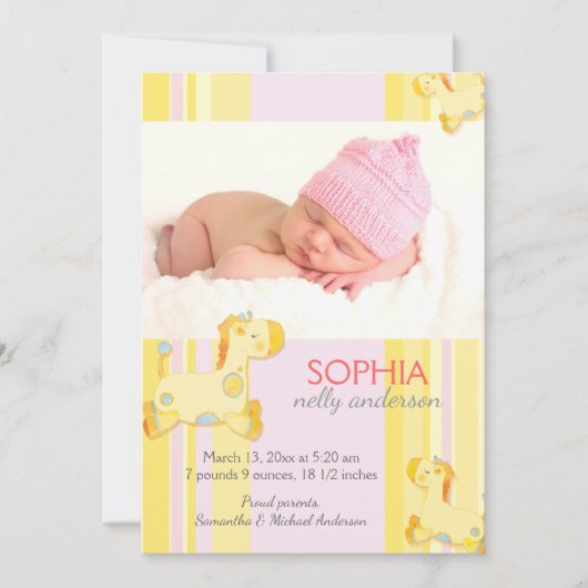 サファリキリンベビーフォト誕生 案内状 (正面)