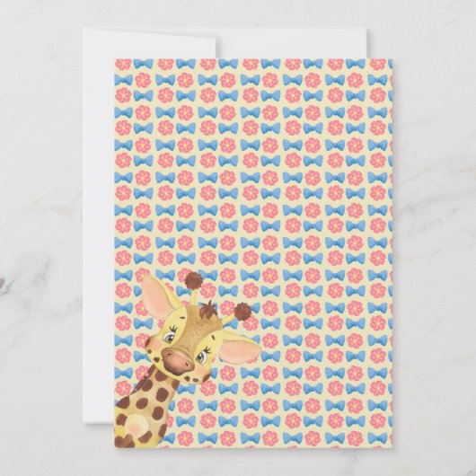 サファリキリン双子の男の子と女の子かわいい赤ちゃんシャワー 招待状 (裏面)
