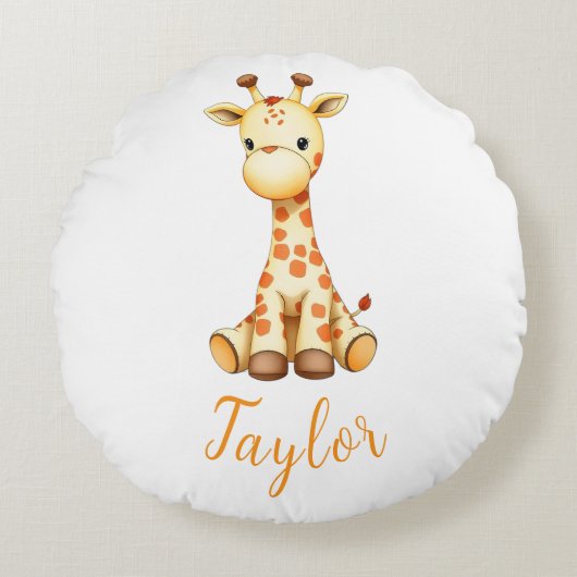 サファリキリン名前をカスタムする ラウンドクッション (正面)