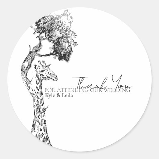 サファリキリン柄ステッカー ラウンドシール (正面)