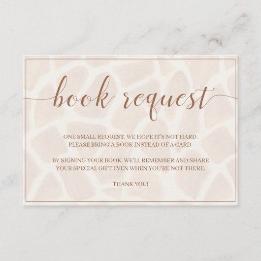 サファリキリン赤ちゃんシャワーブックリクエストカード エンクロージャーカード (正面)