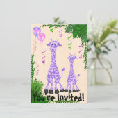 サファリキリン赤ちゃんシャワー招待状for Girls 招待状 (スタンド正面)